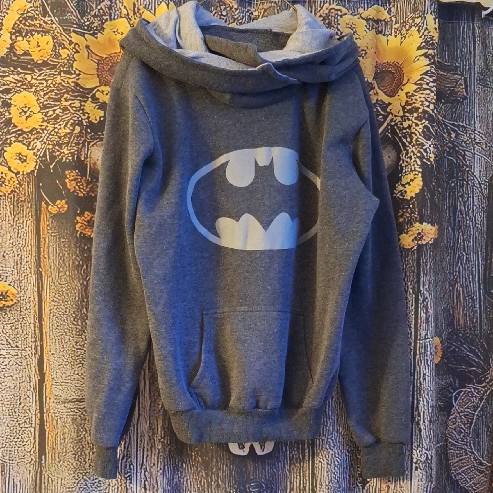 Gray Batman Logo Hoodie